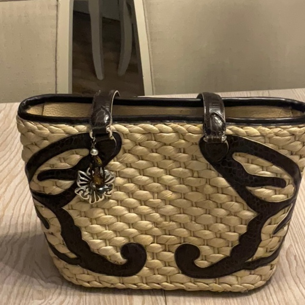 Brighton straw leather tote bag, like new